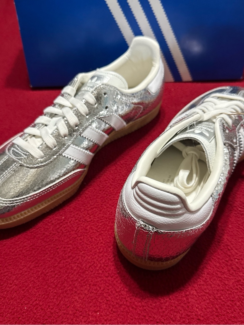Adidas Samba OG Silver Metallic White Sneakers Shoes Men 8.5 Women 9.5 - Picture 2 of 8